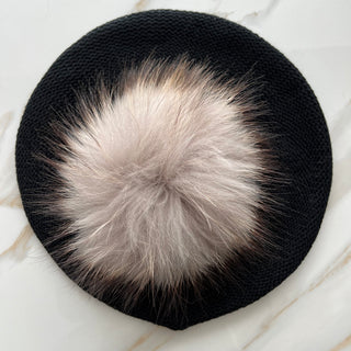 VALERI Lightweight Light Gray Pom Pom Beret