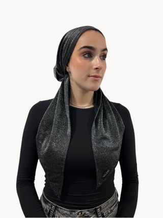 Black Shimmer Pre-Tied Scarf