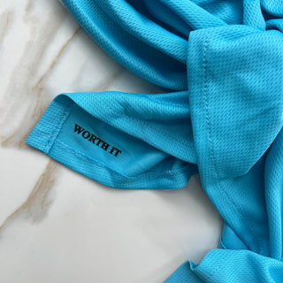 Bright Blue Dri Fit "Worth It" Scarf by Alyssa