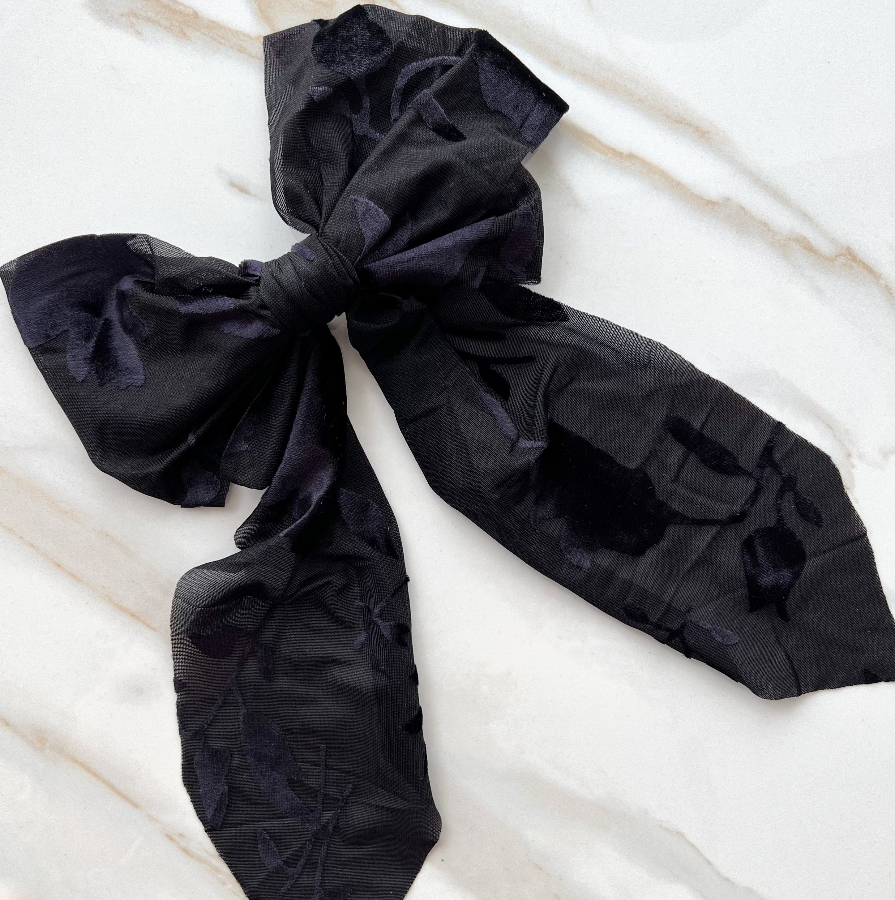 Rosa Velvet Bow - Midnight