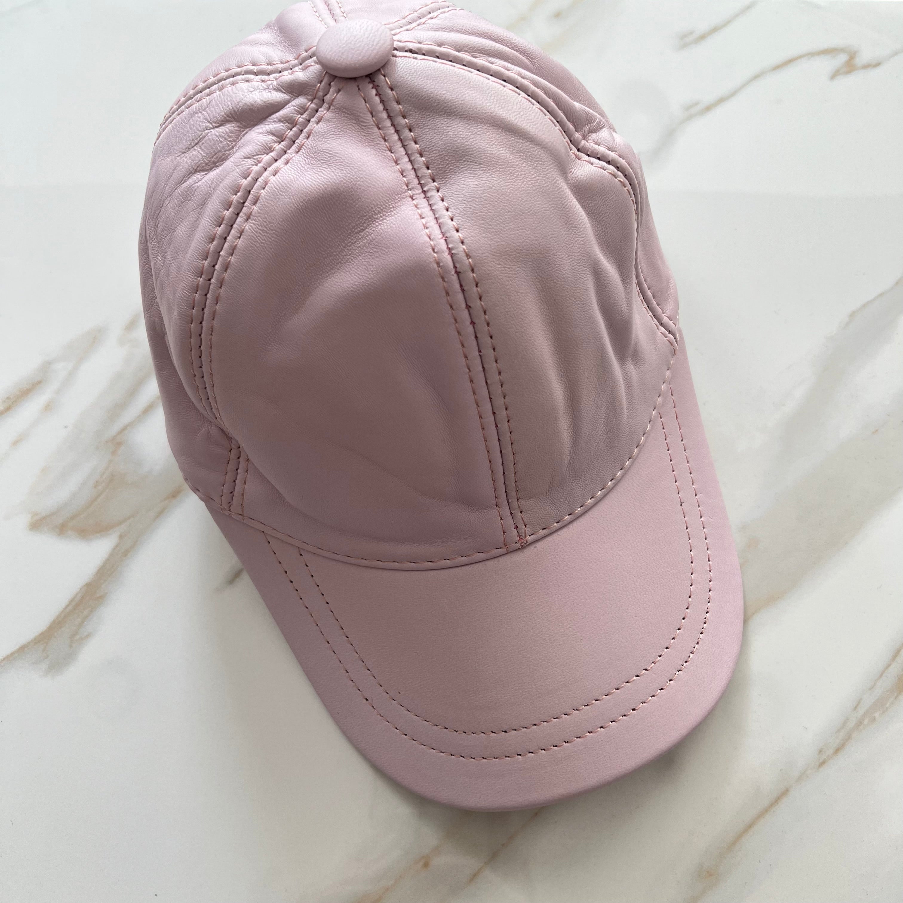 Peony Pink Genuine Leather Cap
