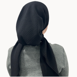 Black Crinkle Triangle Scarf