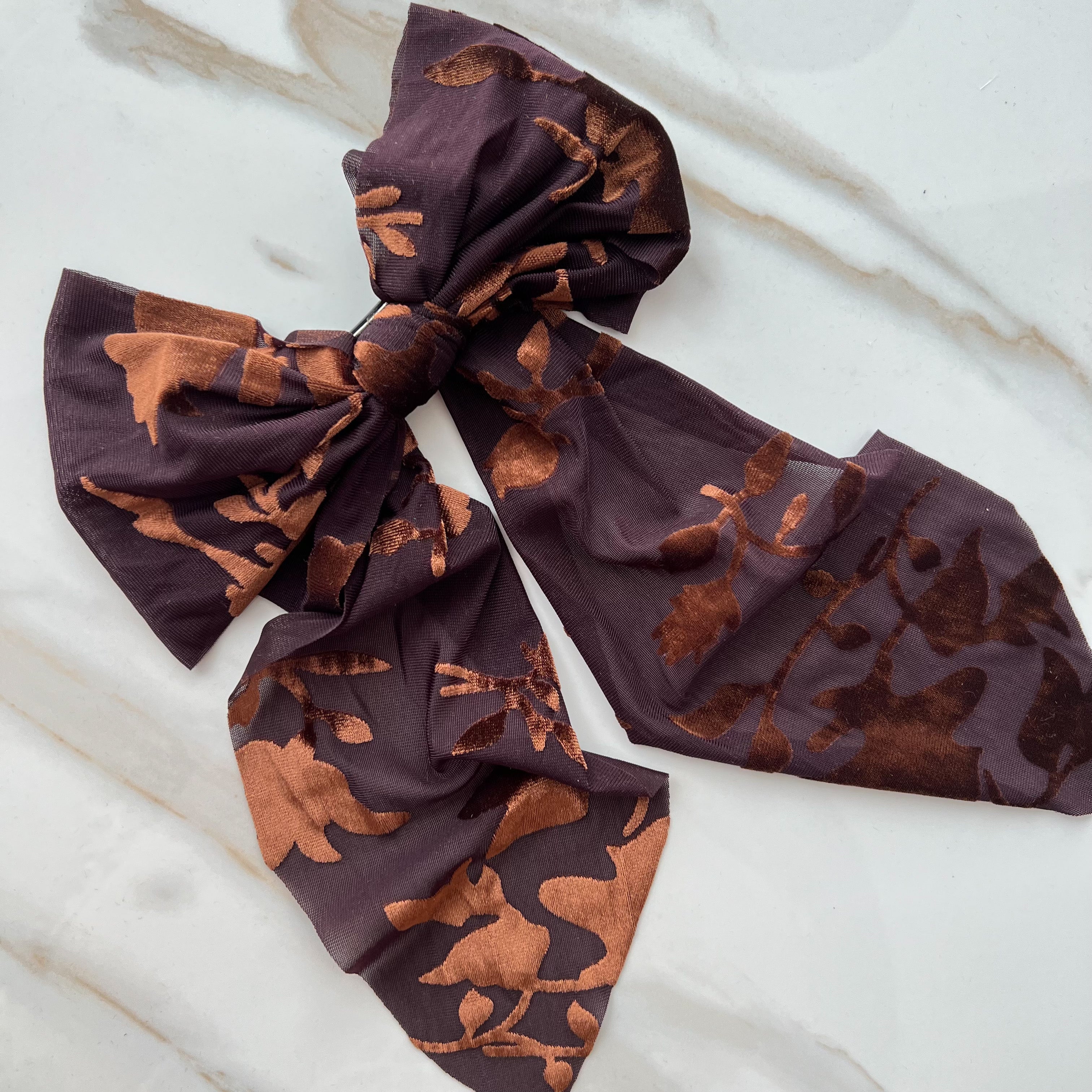 Rosa Velvet Bow - Brown