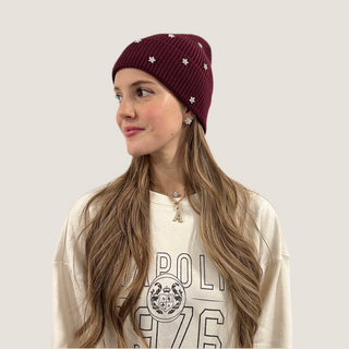 Crystal Bloom Merlot Cuff Beanie