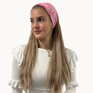Pink Tie Dye Crinkle Wide Headband