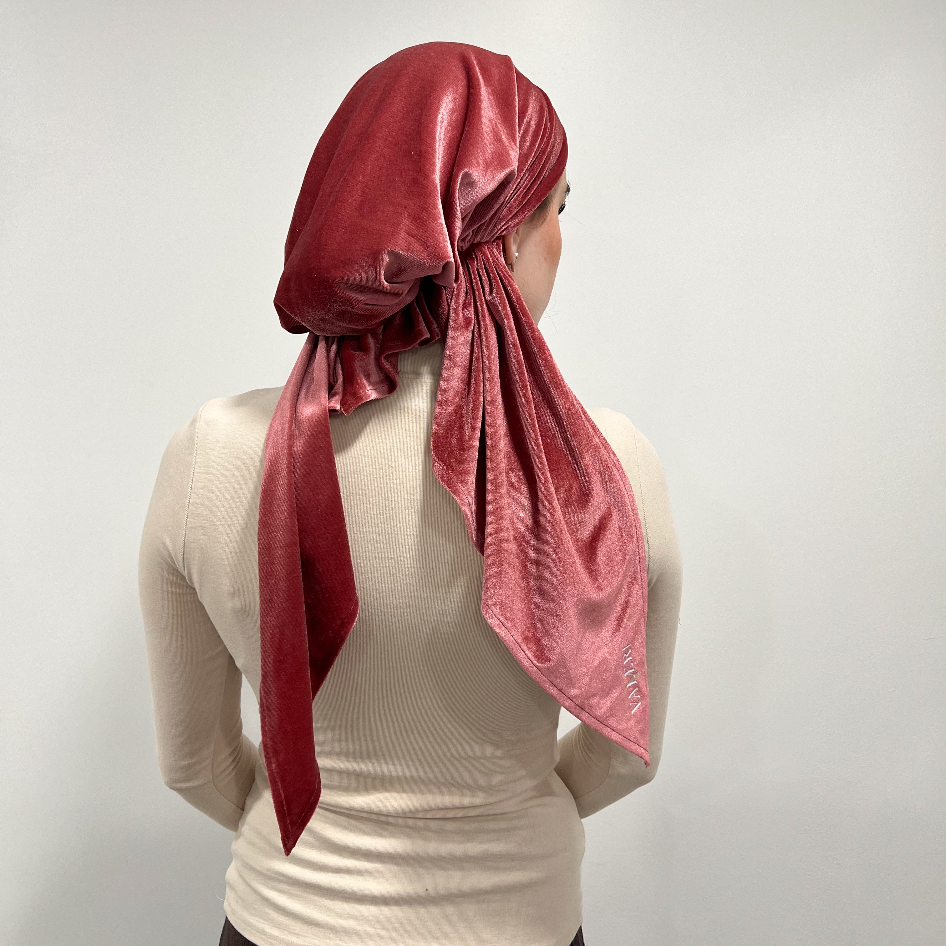Pink Velvet Pre-Tied Scarf