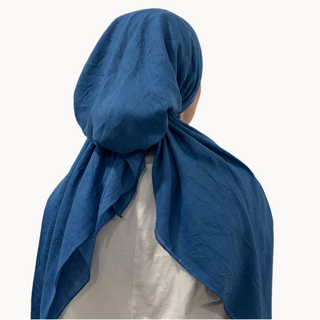 Ocean Blue Bamboo Crepe Pre-Tied Scarf