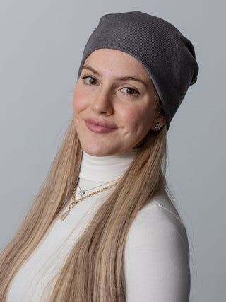 Gray Shimmer Knit Beanie