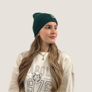 Tweed Logo Emerald Green Cuff Beanie