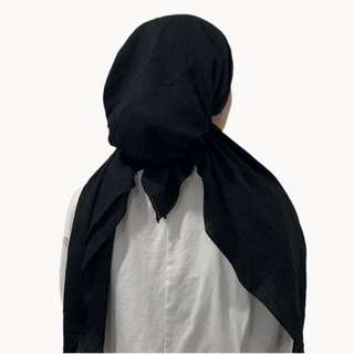 Black Bamboo Crepe Pre-Tied Scarf