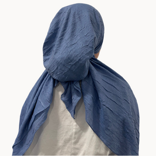 Sky Blue Bamboo Crepe Pre-Tied Scarf