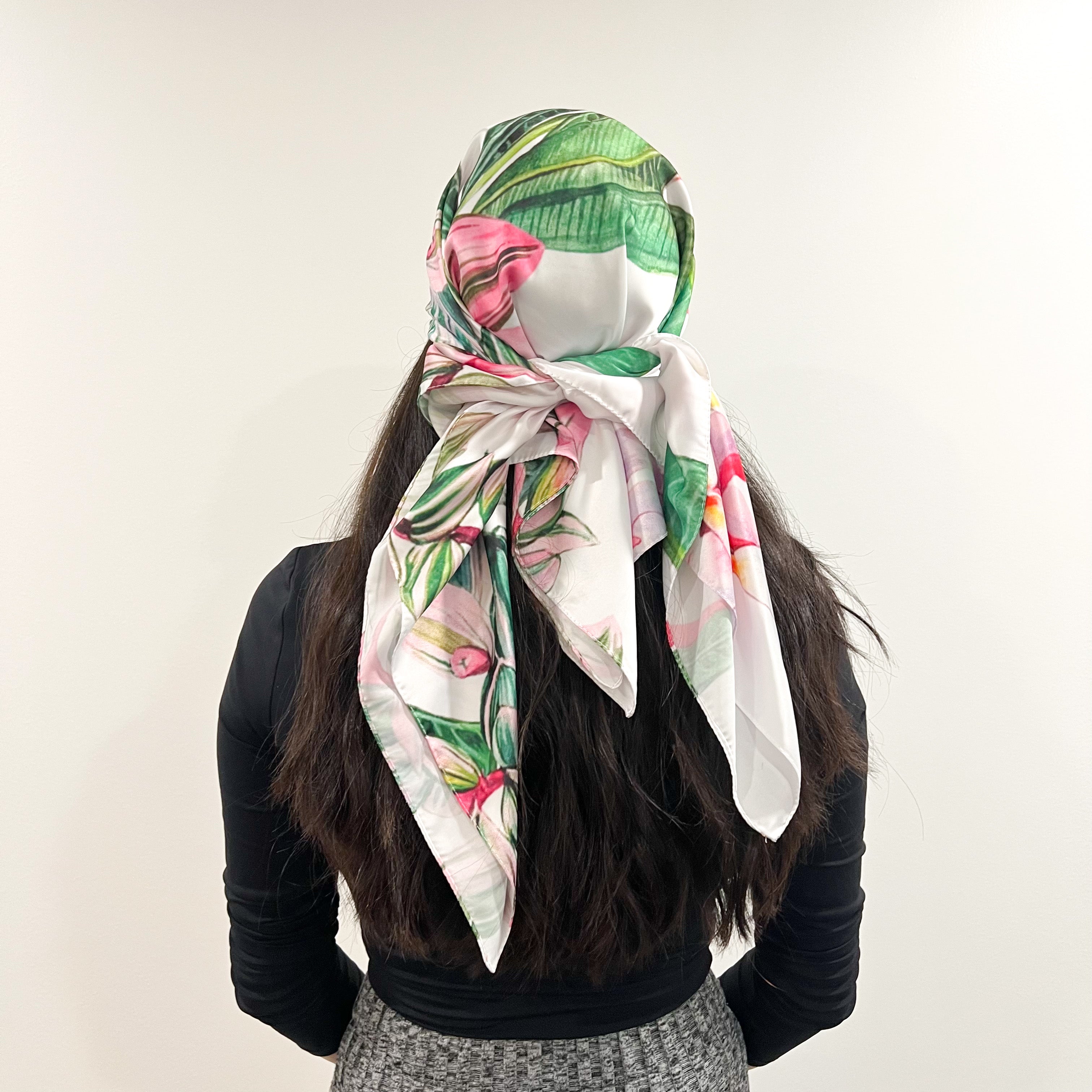 Botanical Satin Triangle Scarf