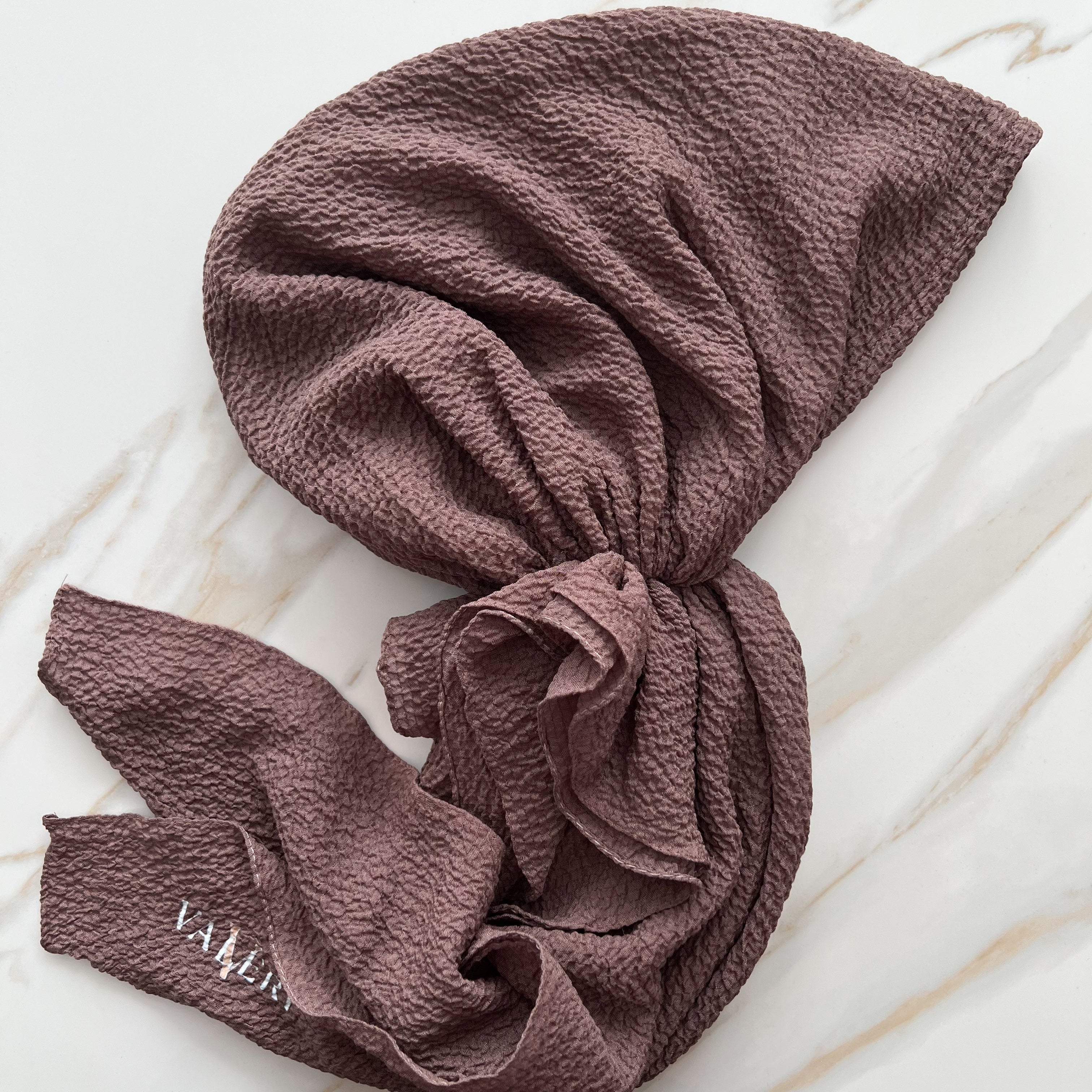 Crinkle Pre-Tied Scarf - Light Brown