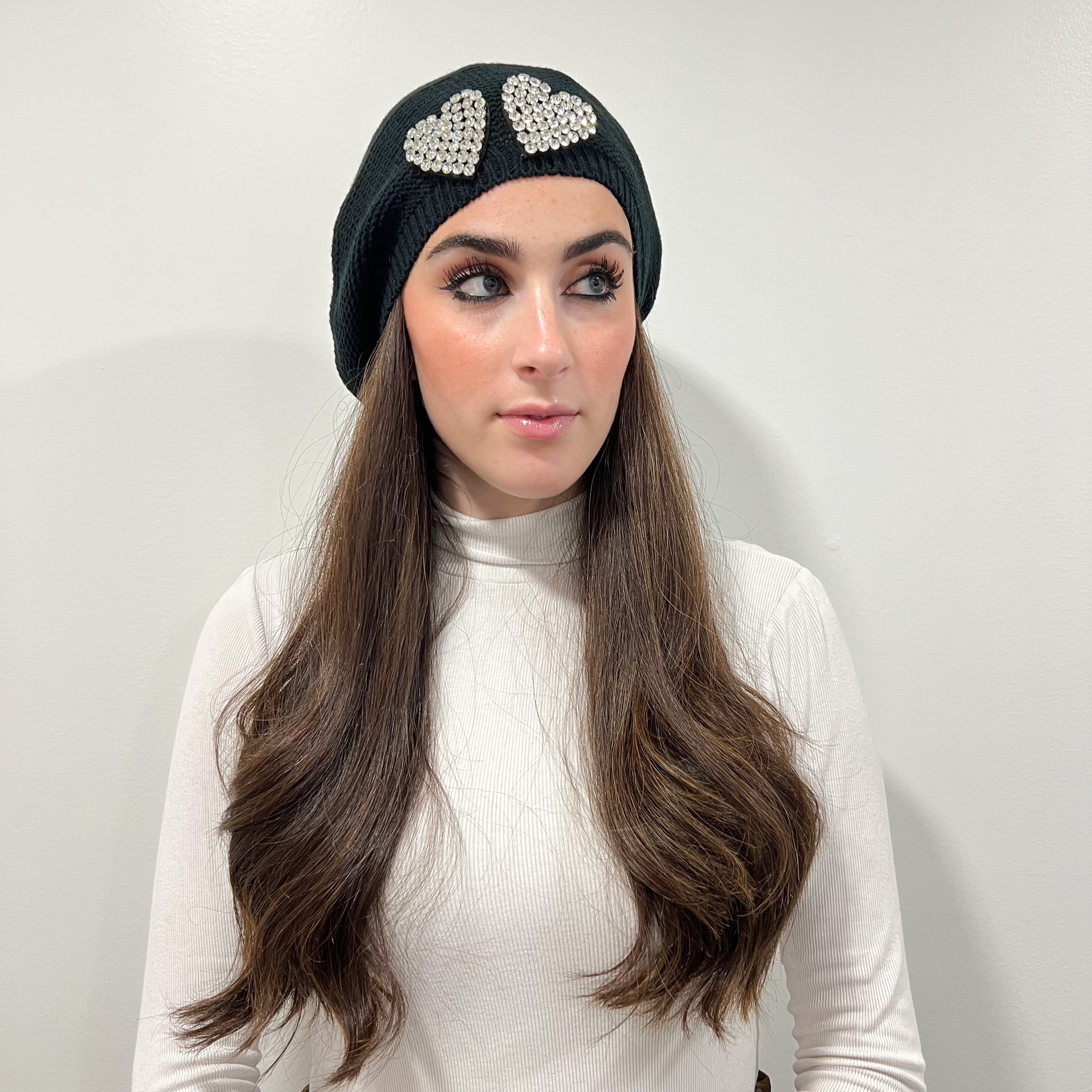 Crystal Heart Beret - Clear