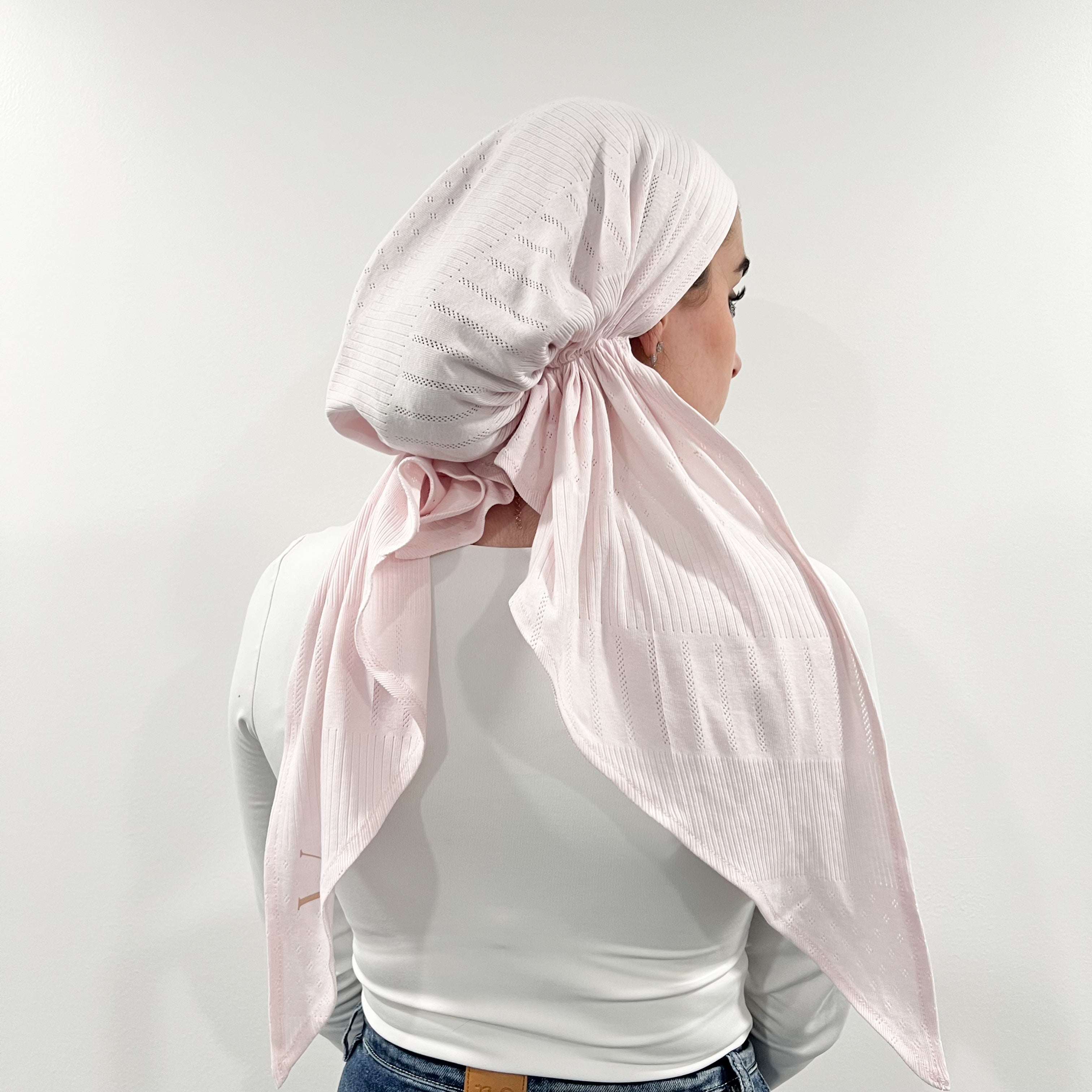 Light Pink Eyelet Pre-Tied Scarf
