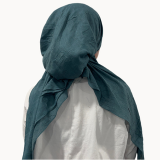 Teal Bamboo Crepe Pre-Tied Scarf