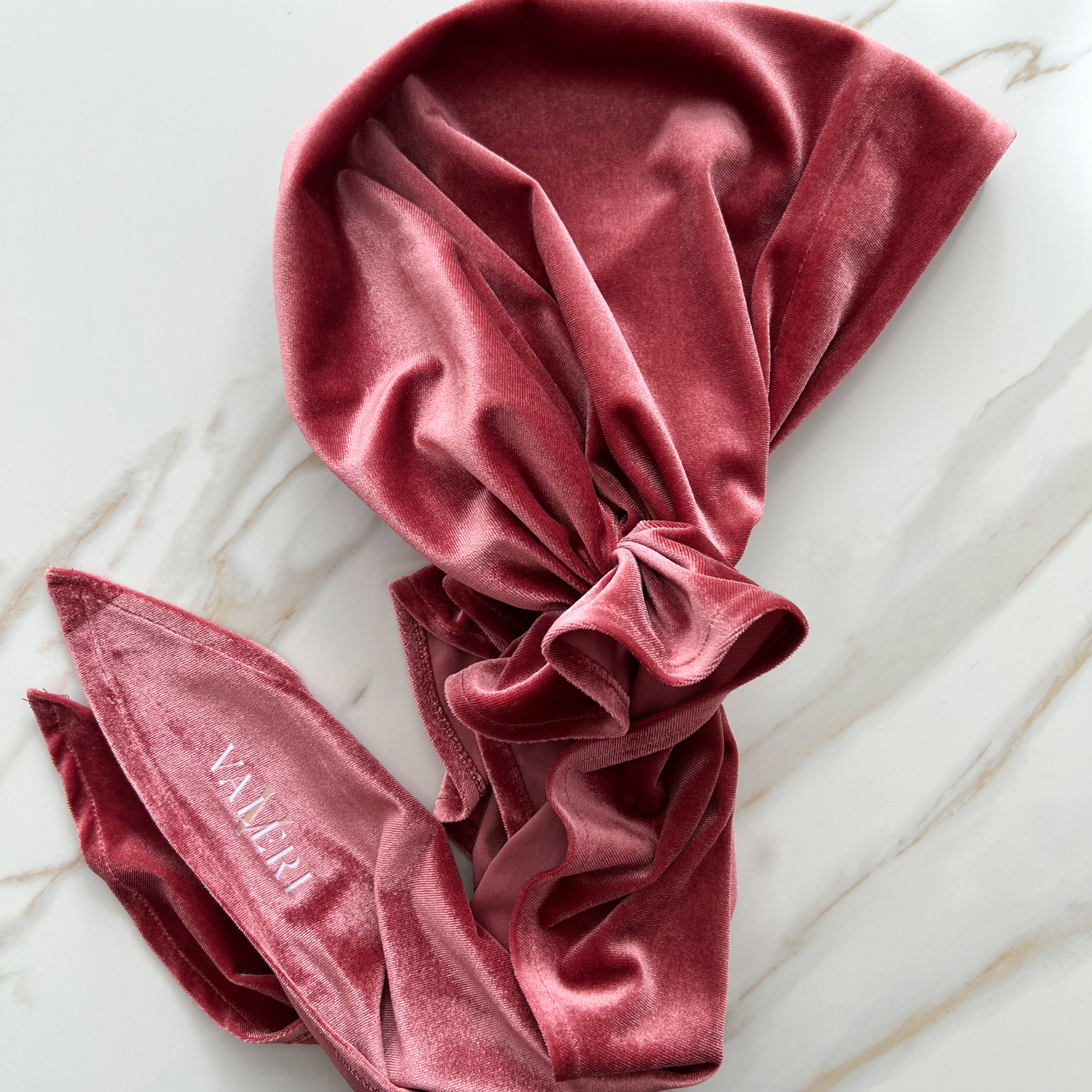 Pink Velvet Pre-Tied Scarf