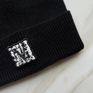 Tweed Logo Black Cuff Beanie