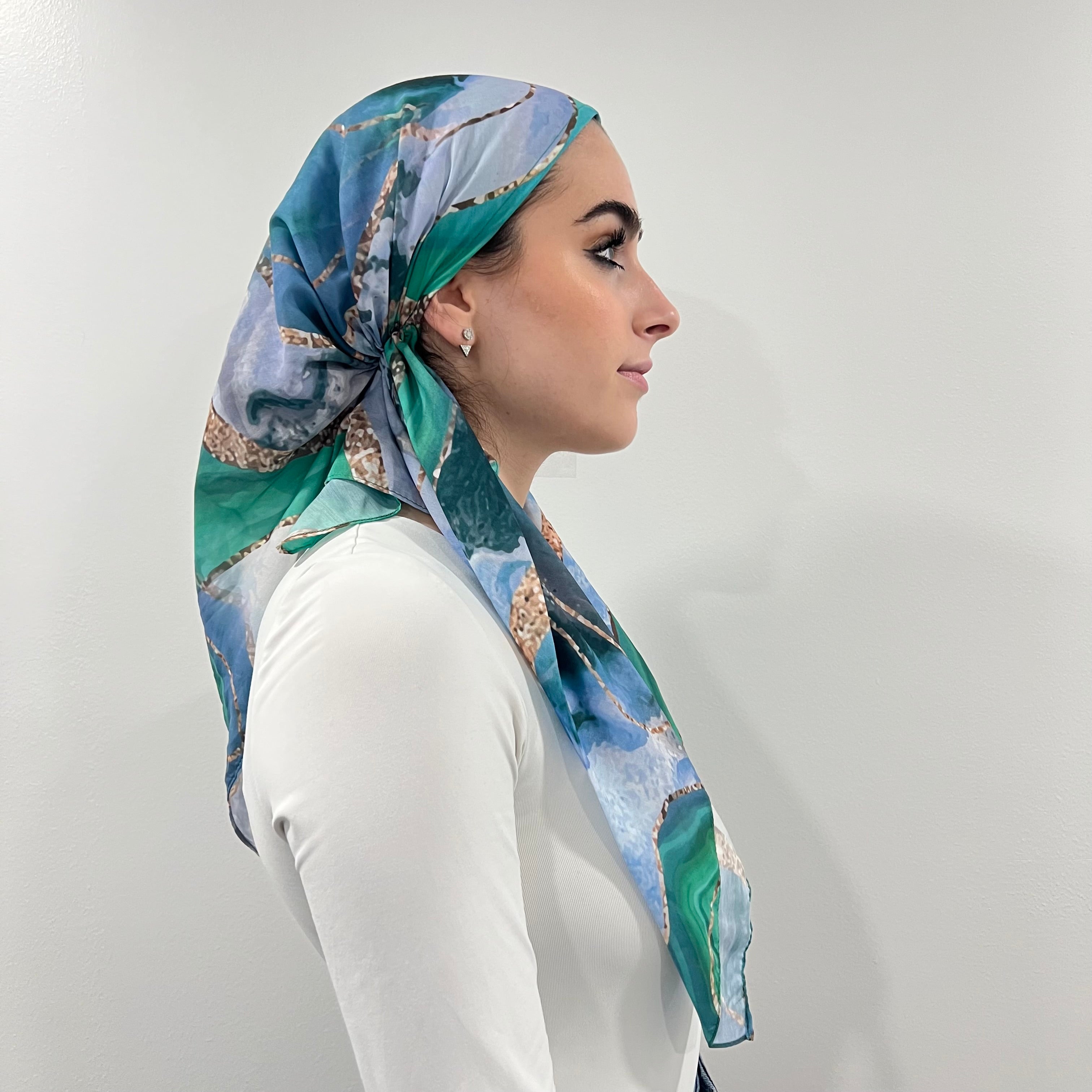 Blue Marble Open Pre-Tied Scarf