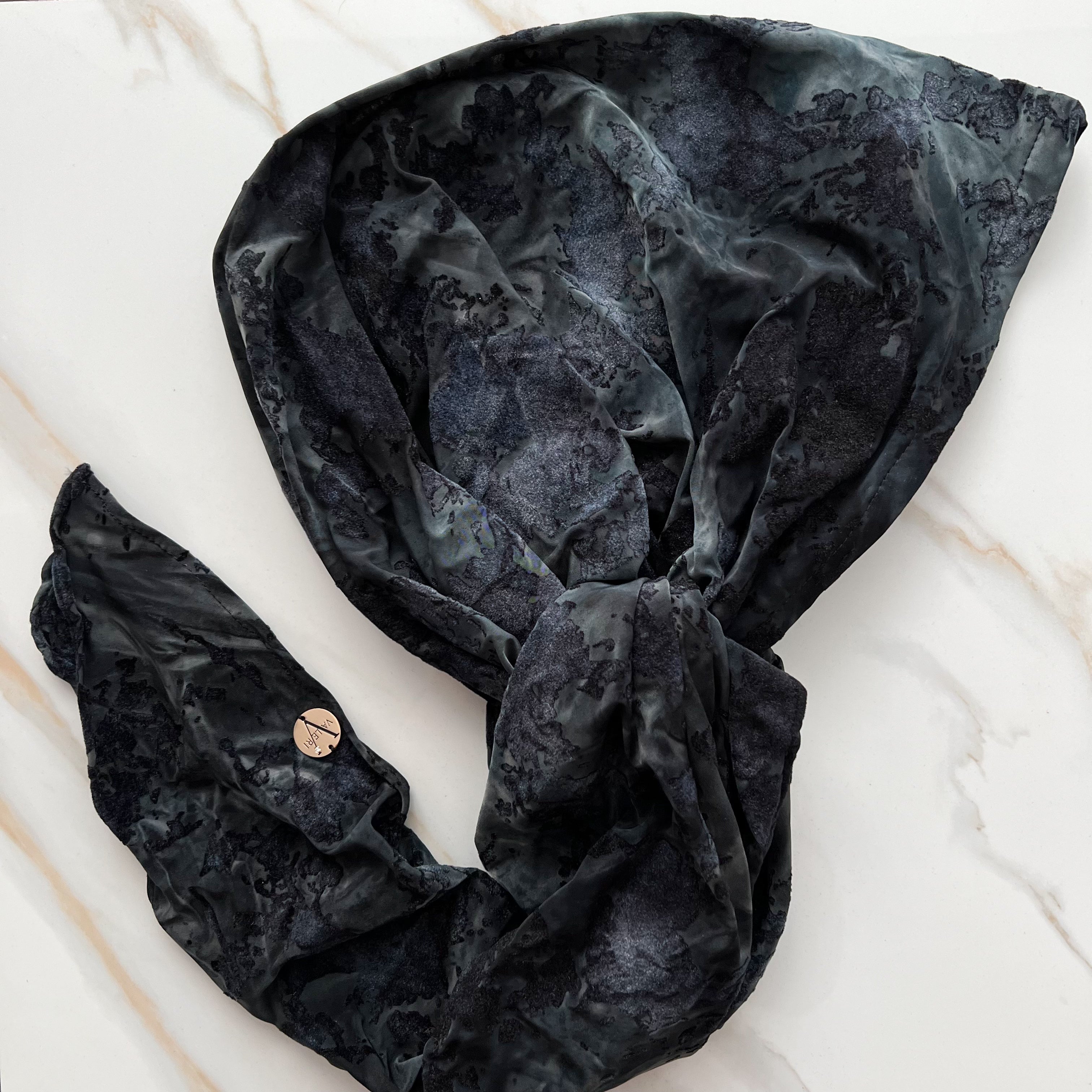 Sophia Suede Pre-Tied Scarf - Slate Blue