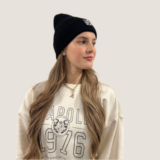 Tweed Logo Black Cuff Beanie
