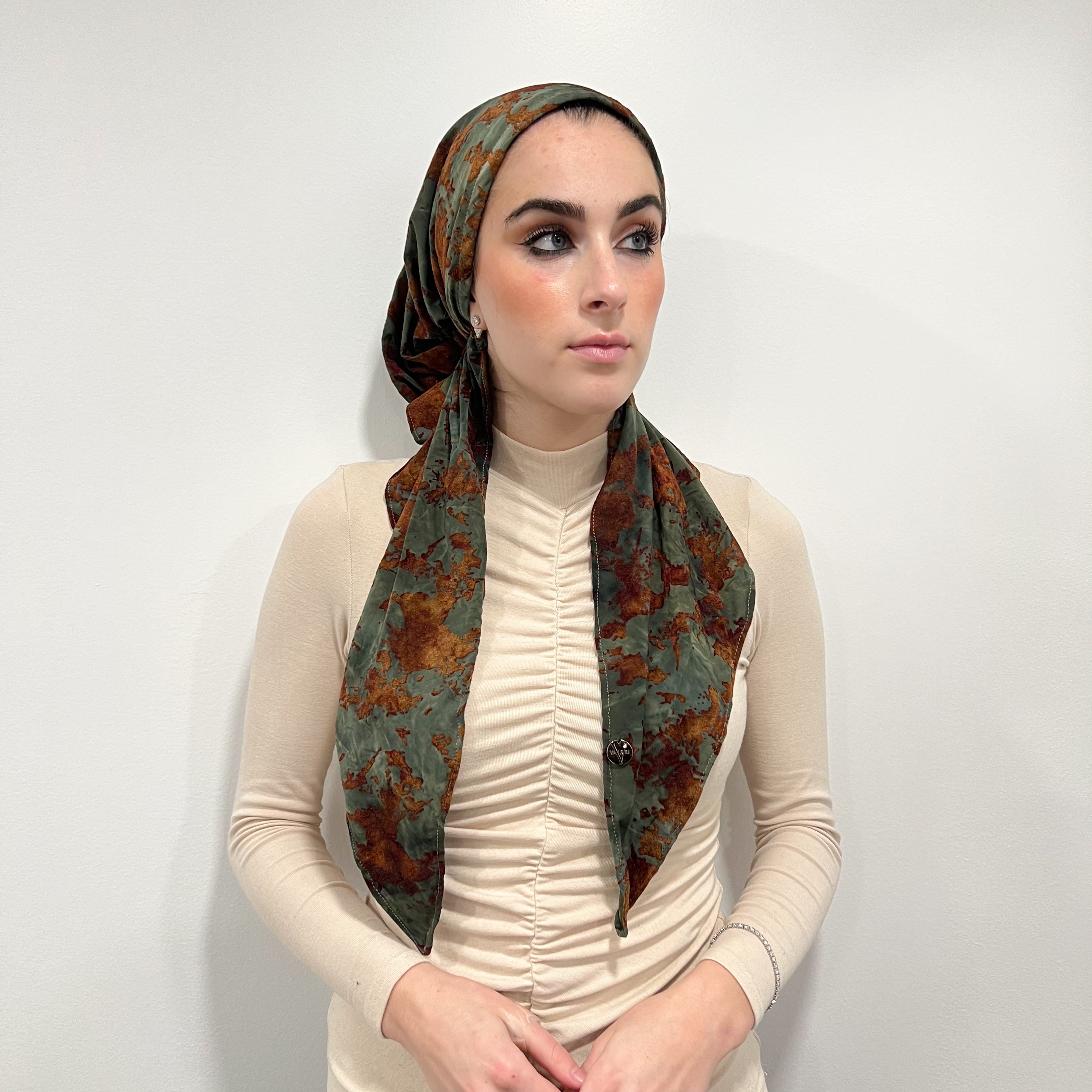 Sophia Suede Pre-Tied Scarf - Pine