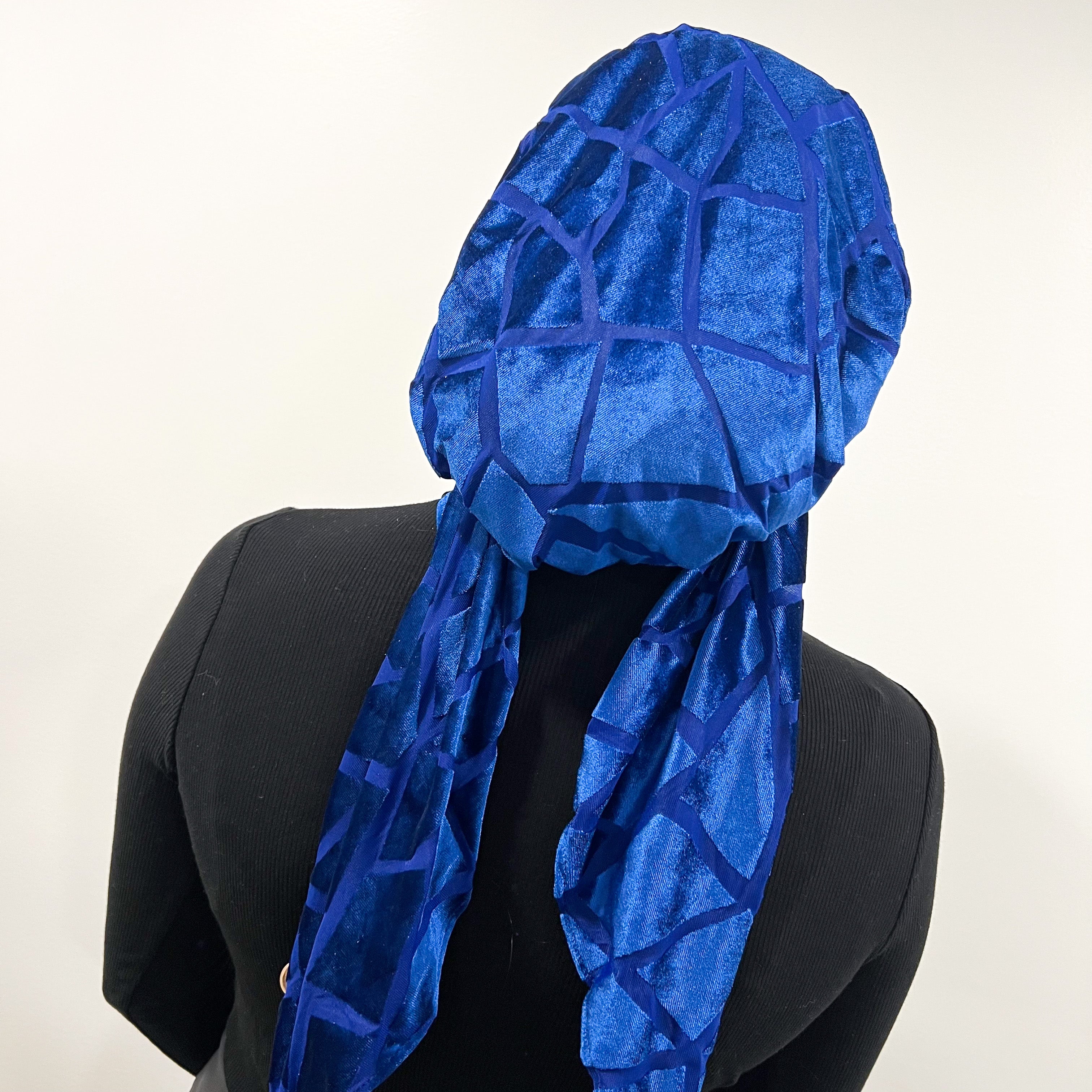 Claire Velvet Pre-Tied Scarf - Royal Blue