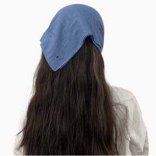 Sky Blue Bamboo Crepe Ready-Tied Bandana