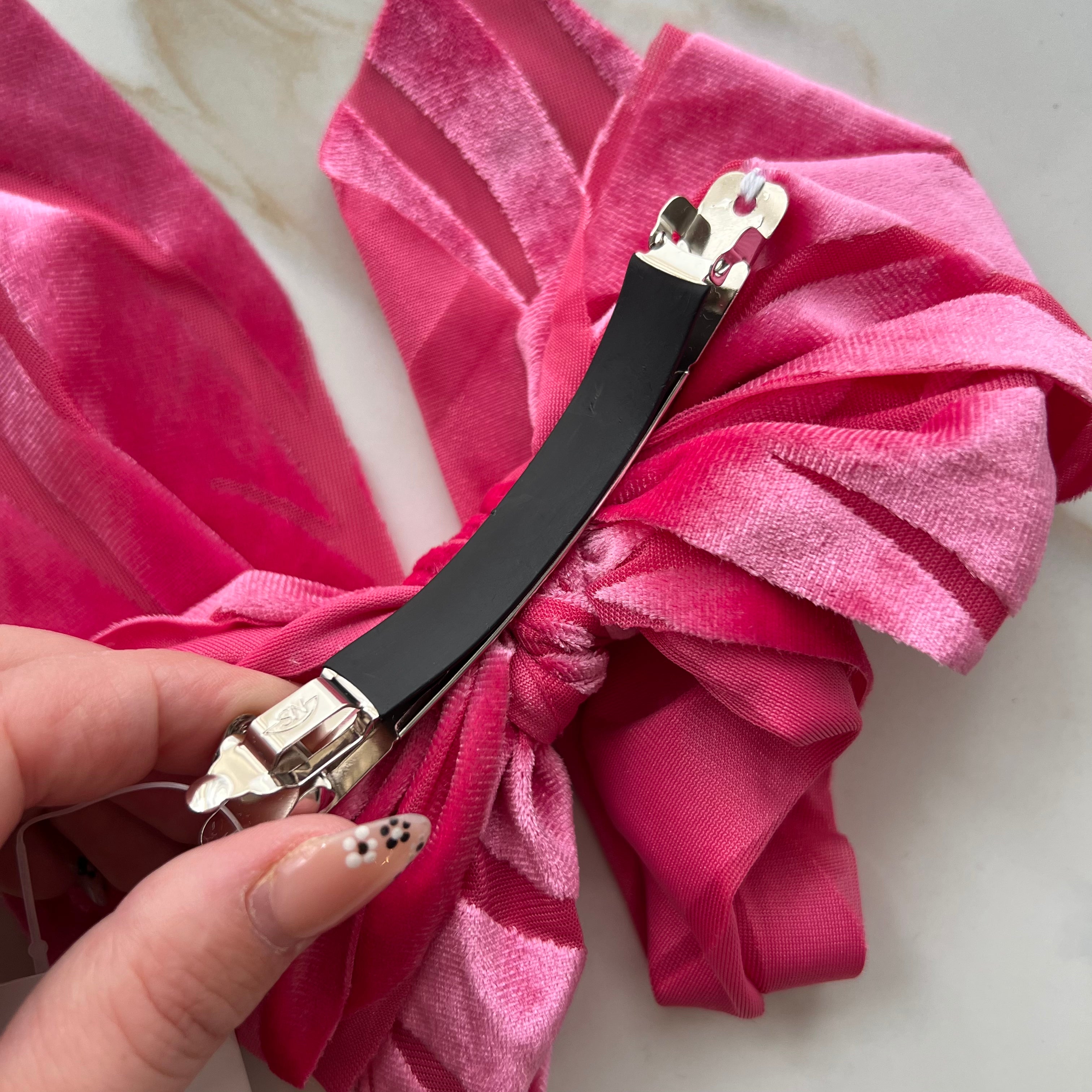 Claire Velvet Bow - Pink