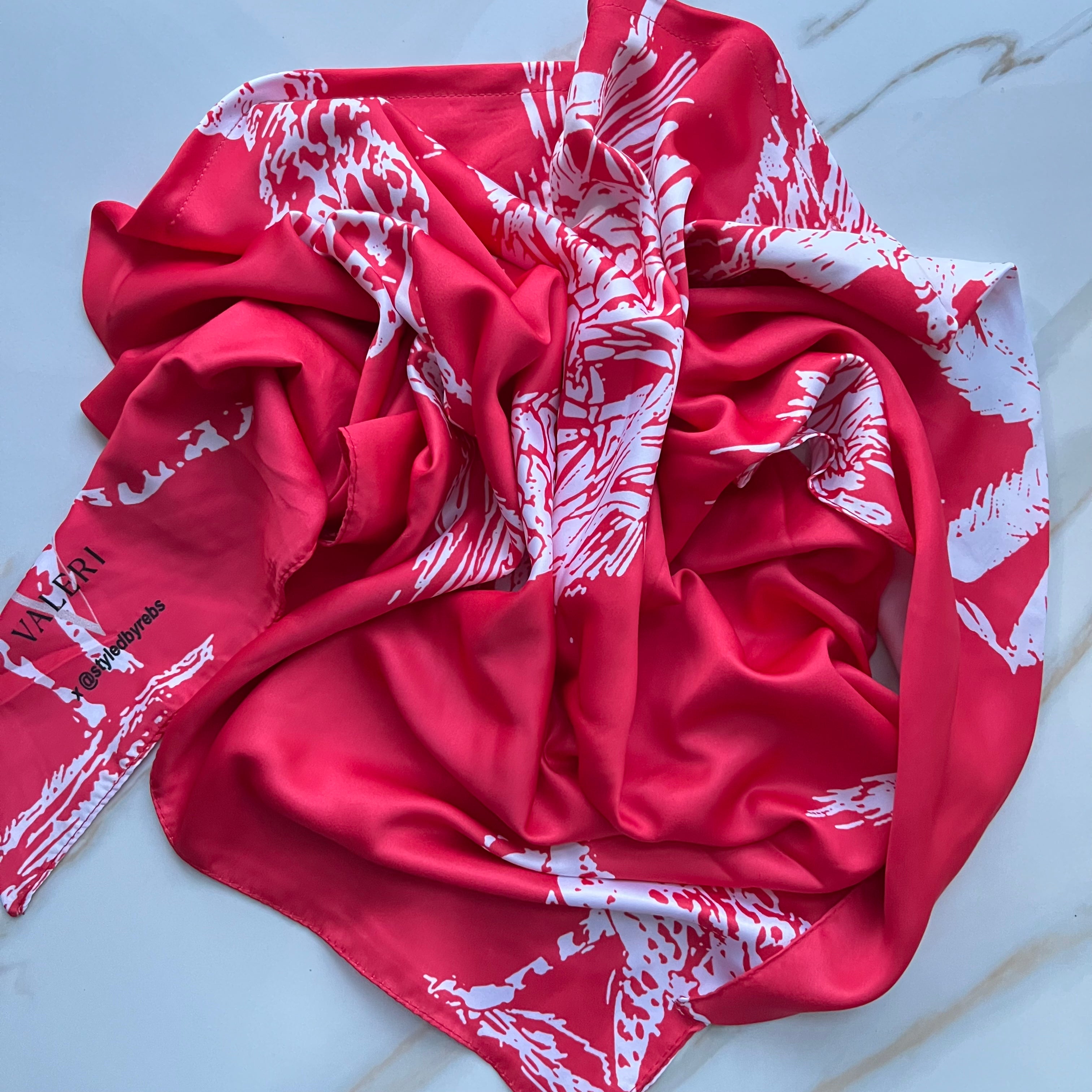 @Styledbyrebs X Valeri Scarlet Safari Satin Triangle Scarf