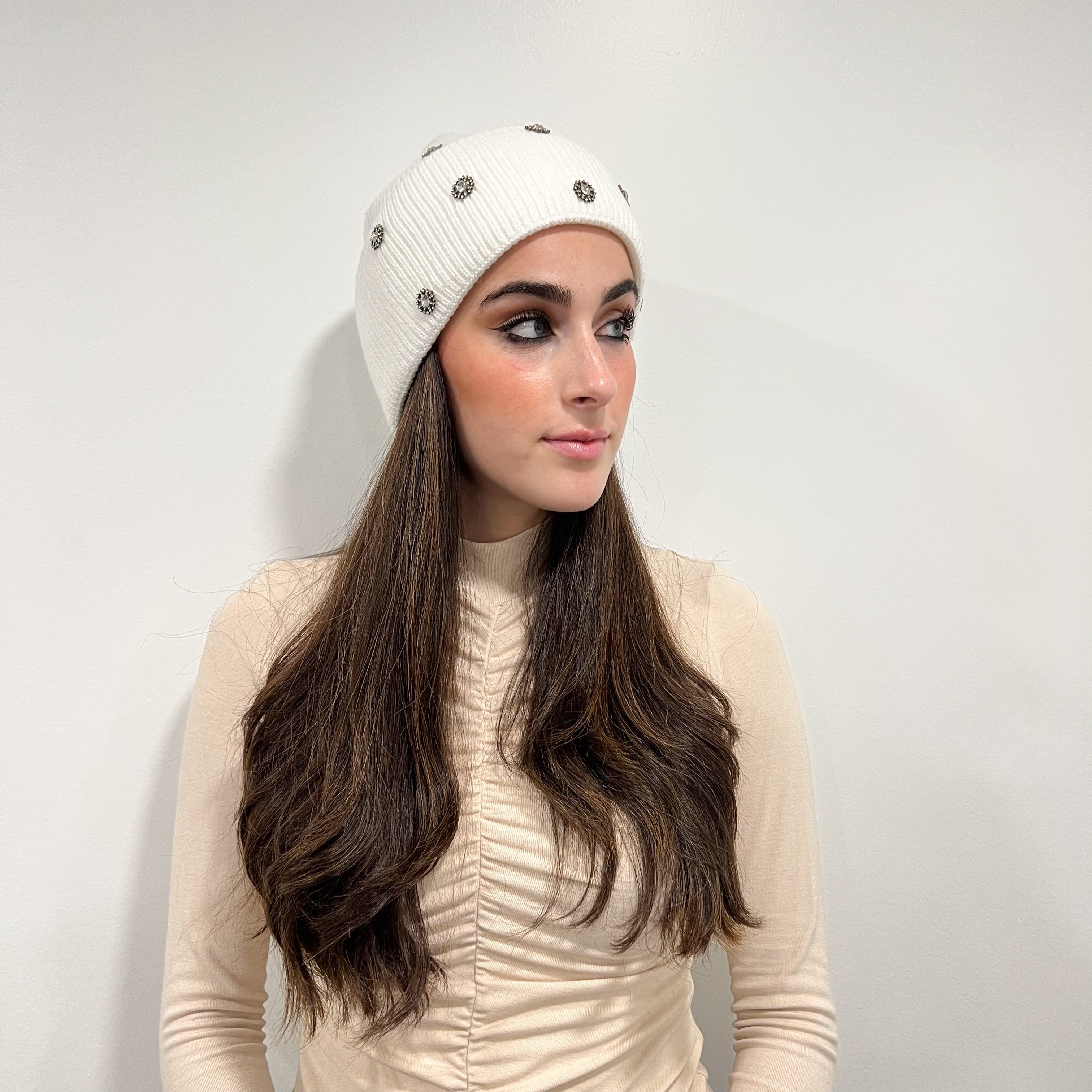 Athena Cuff Beanie - White