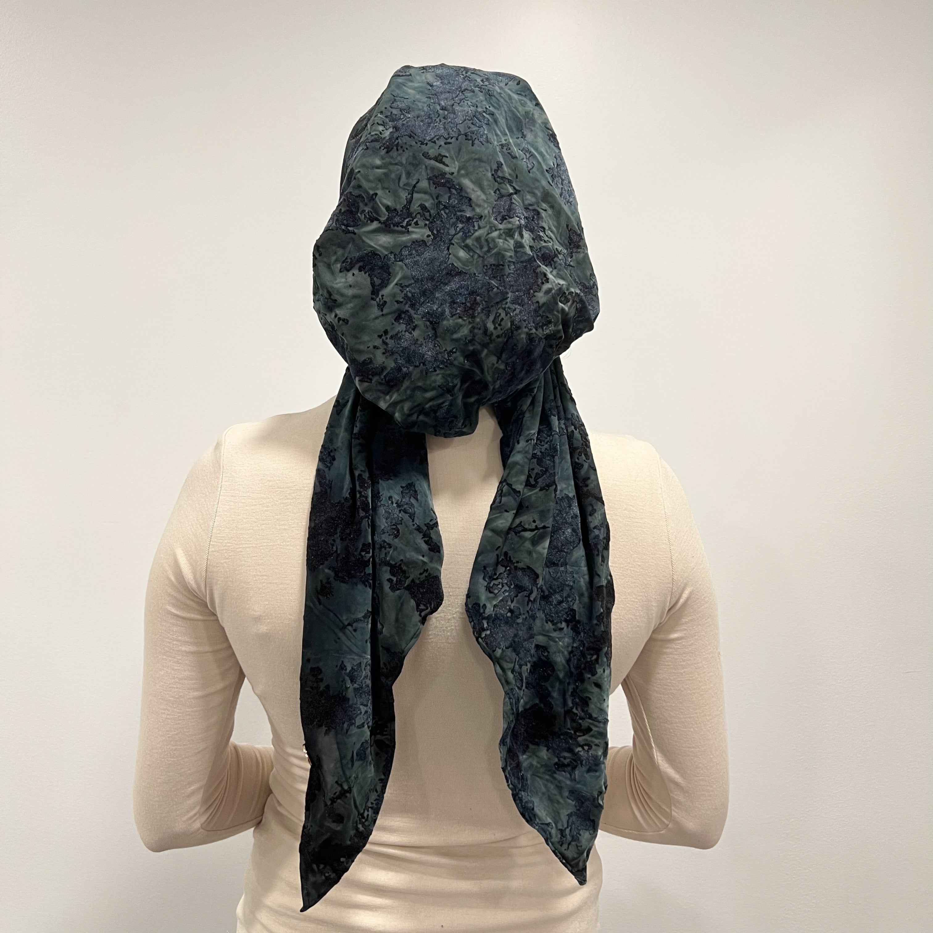 Sophia Suede Pre-Tied Scarf - Slate Blue
