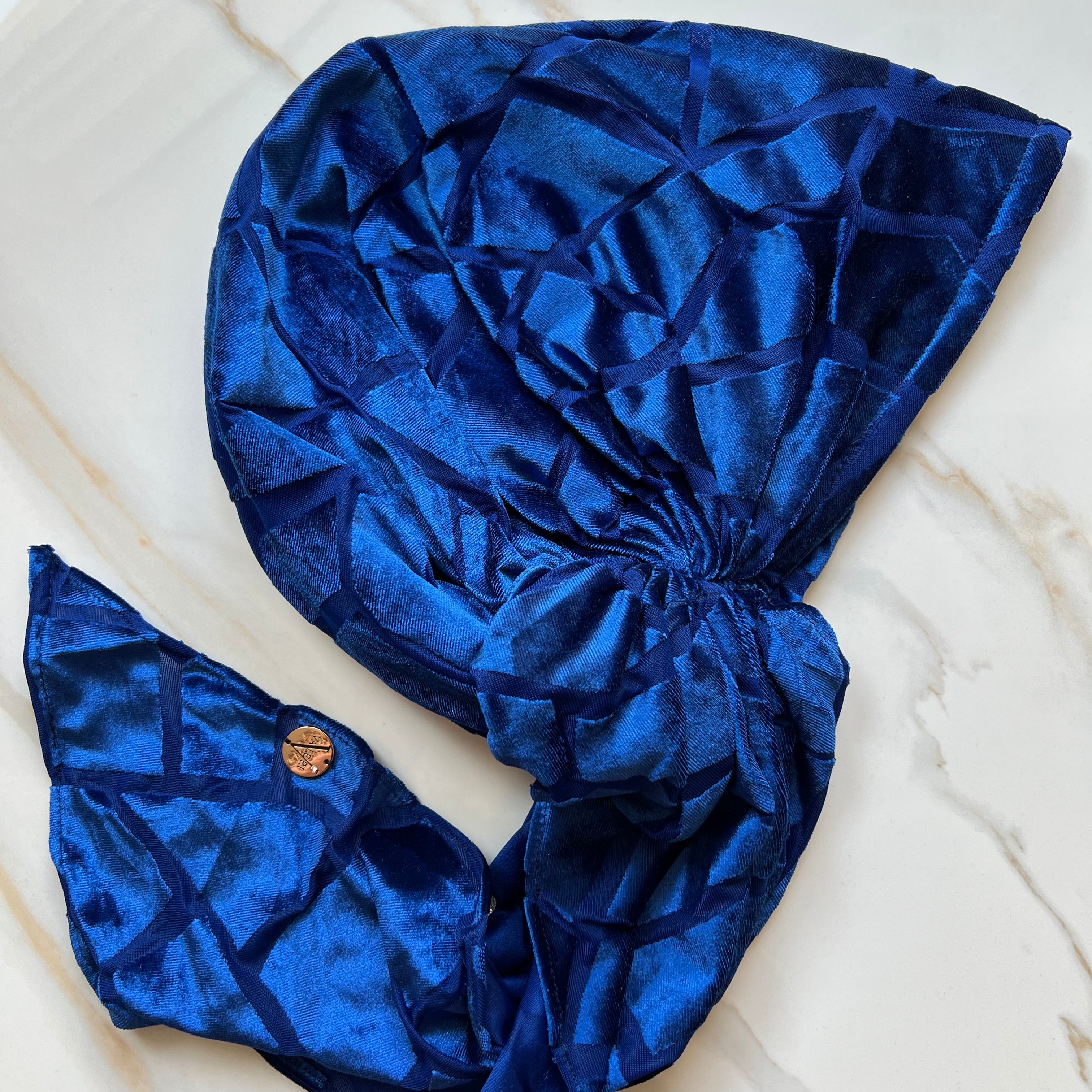 Claire Velvet Pre-Tied Scarf - Royal Blue