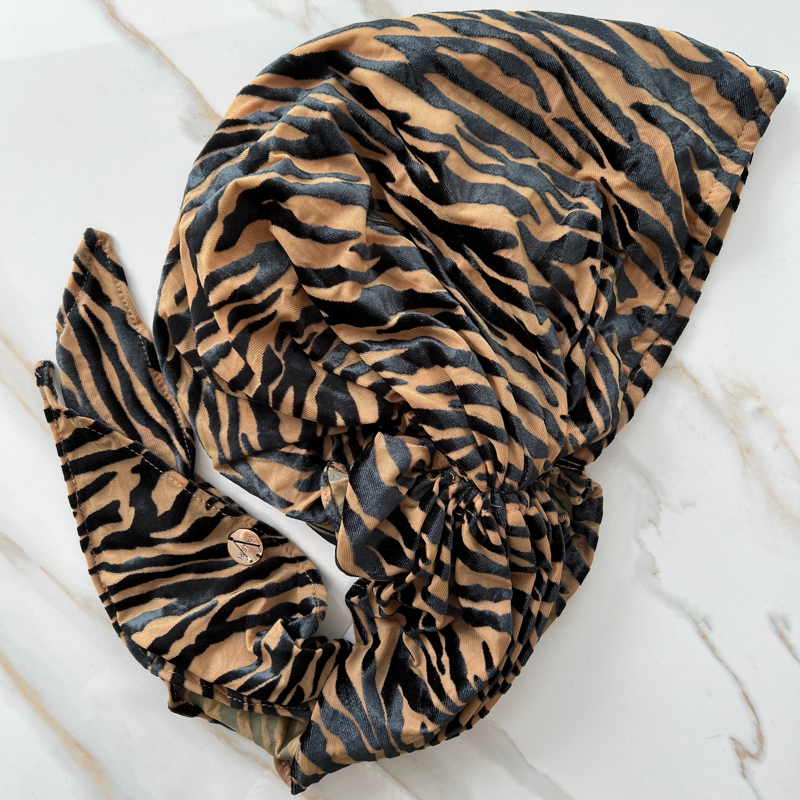 Tiger Velvet Pre-Tied Scarf - Camel