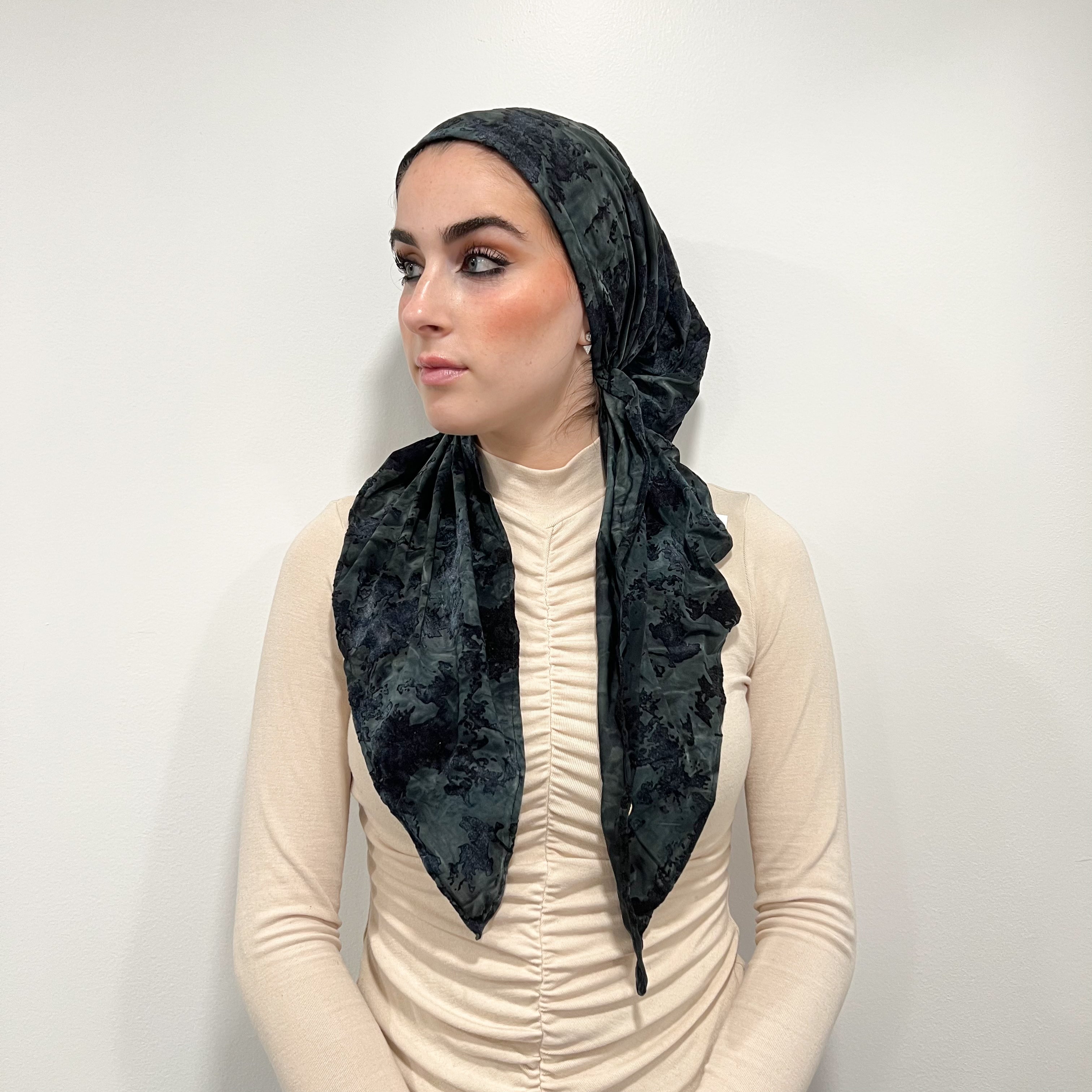 Sophia Suede Pre-Tied Scarf - Slate Blue