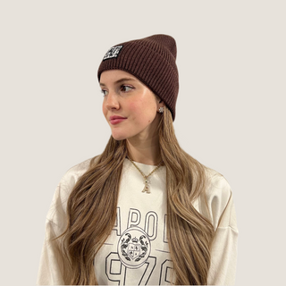 Tweed Logo Chocolate Brown Cuff Beanie