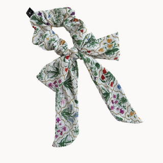 Floral Medallion Crinkle Bow Scrunchie