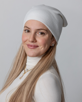 Cream Heathered Knit Beanie