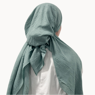 Mint Bamboo Crepe Pre-Tied Scarf
