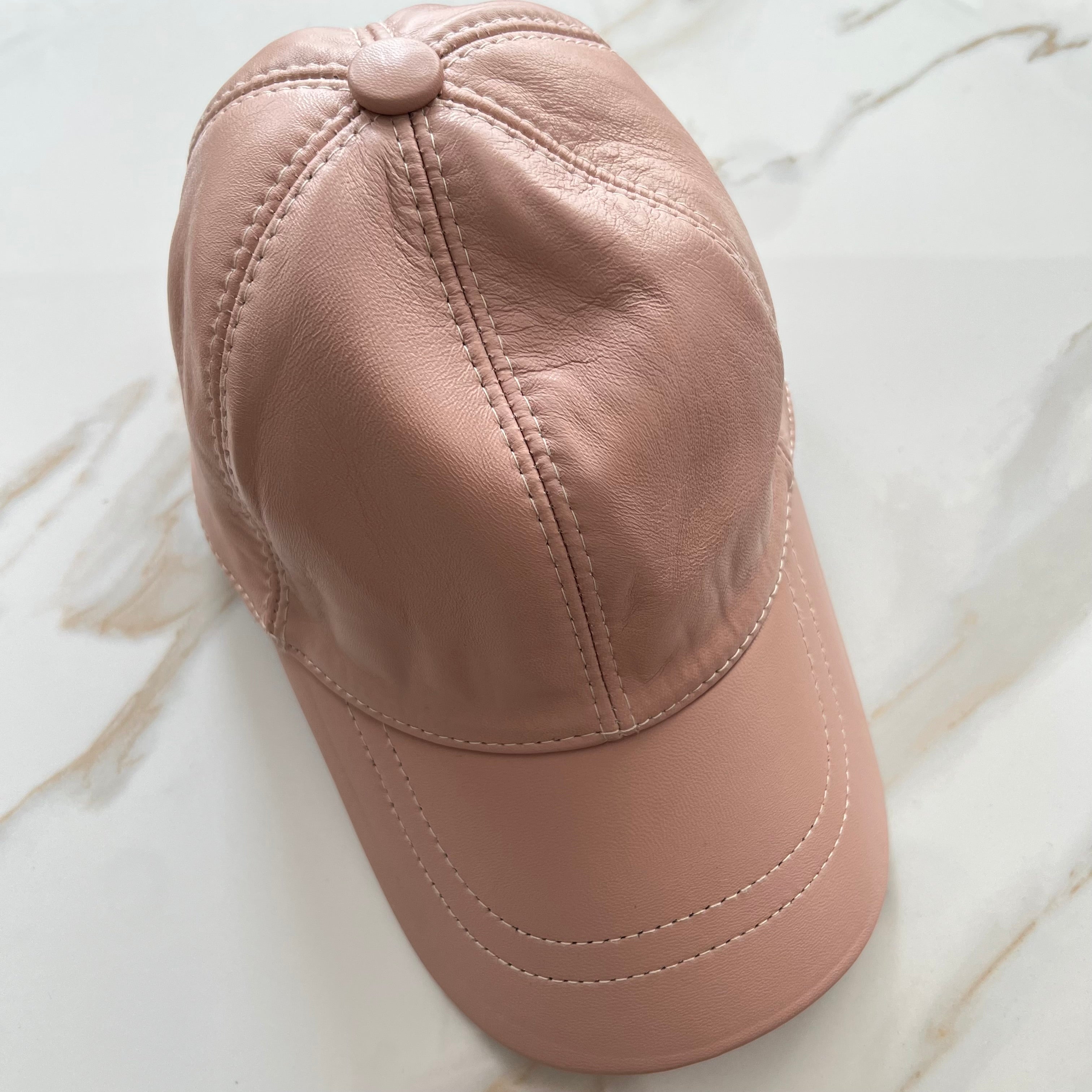 Peach Genuine Leather Cap