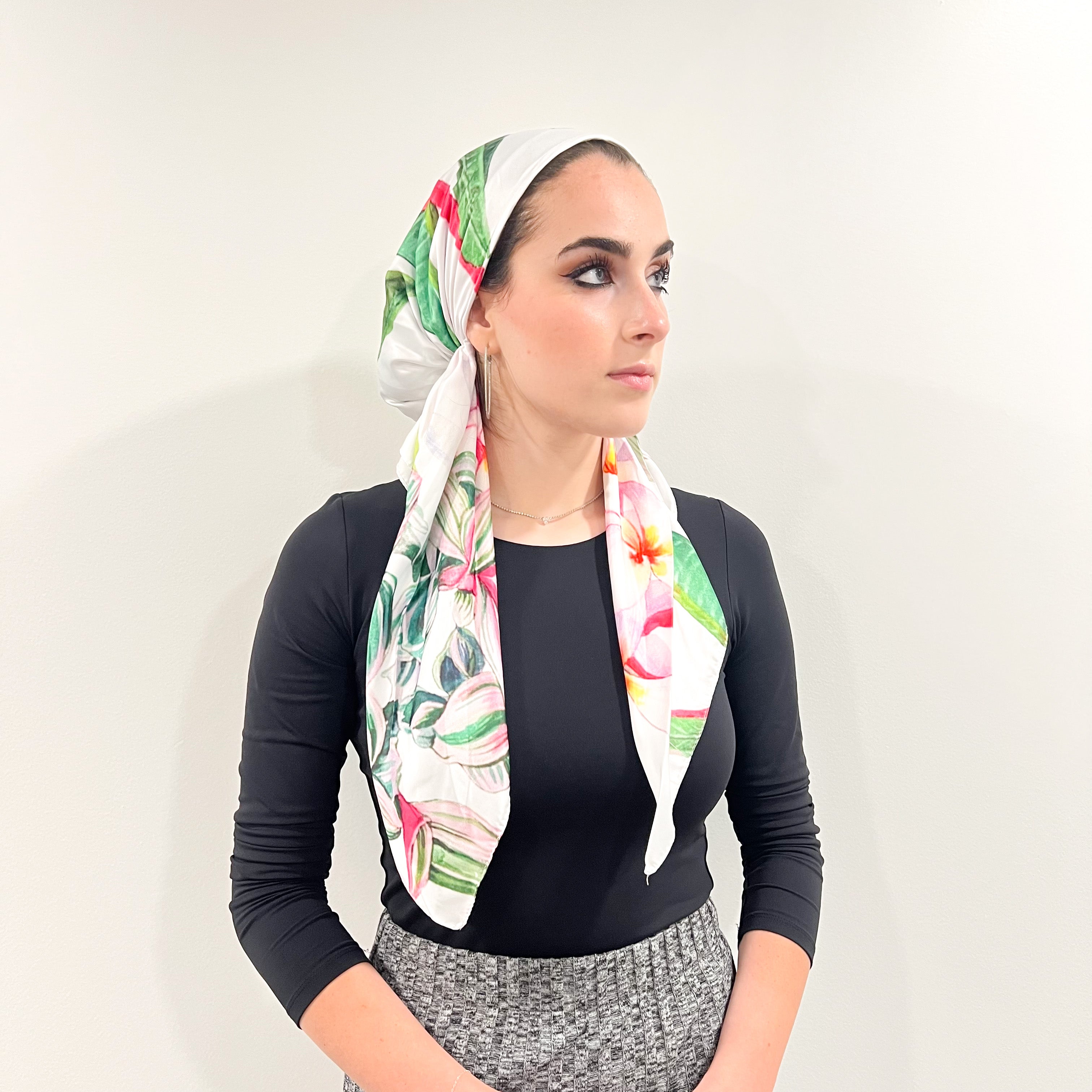 Botanical Satin Pre-Tied Scarf