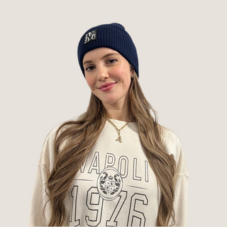 Tweed Logo Navy Cuff Beanie
