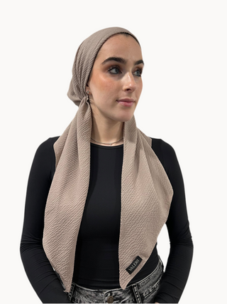 Oat Crinkle Pre-Tied Scarf