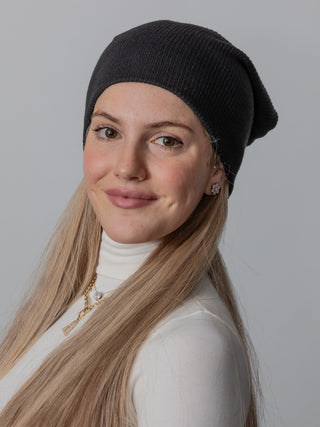 Black Heathered Knit Beanie