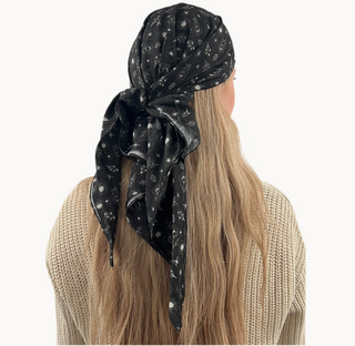 Valeri Signature Bloom Black Light Crinkle Triangle Scarf