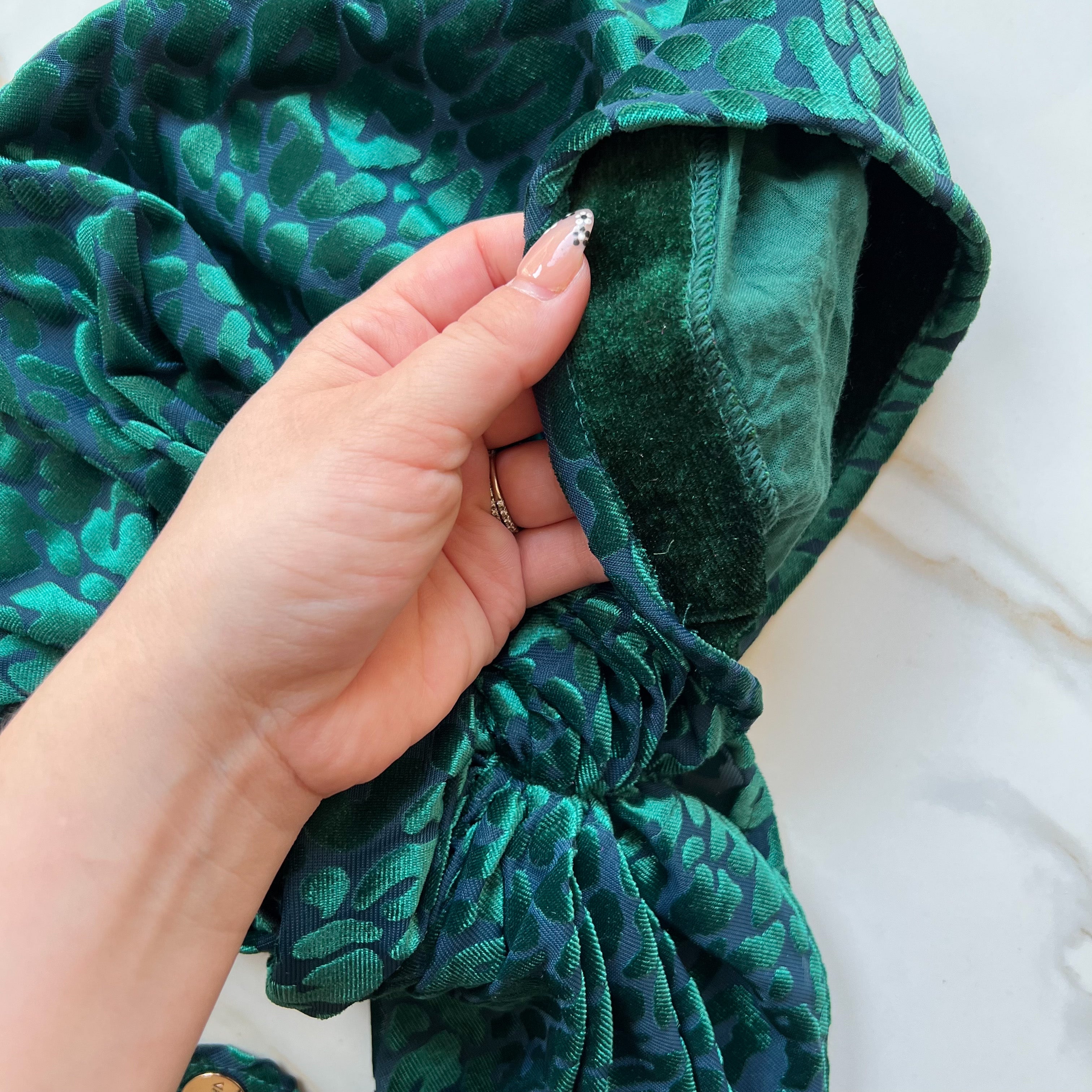 Leopard Velvet Pre-Tied - Green