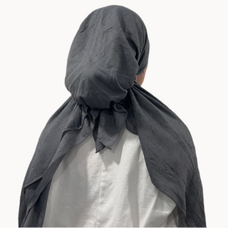 Gray Bamboo Crepe Pre-Tied Scarf