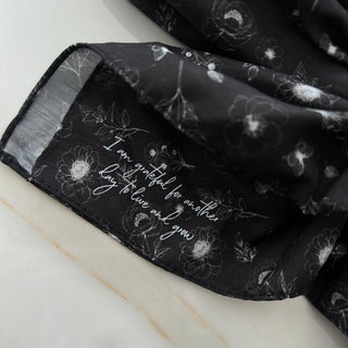 Valeri Signature Bloom Charcoal Pre-Tied Scarf