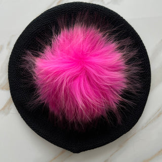VALERI Lightweight Hot Pink Pom Pom Beret