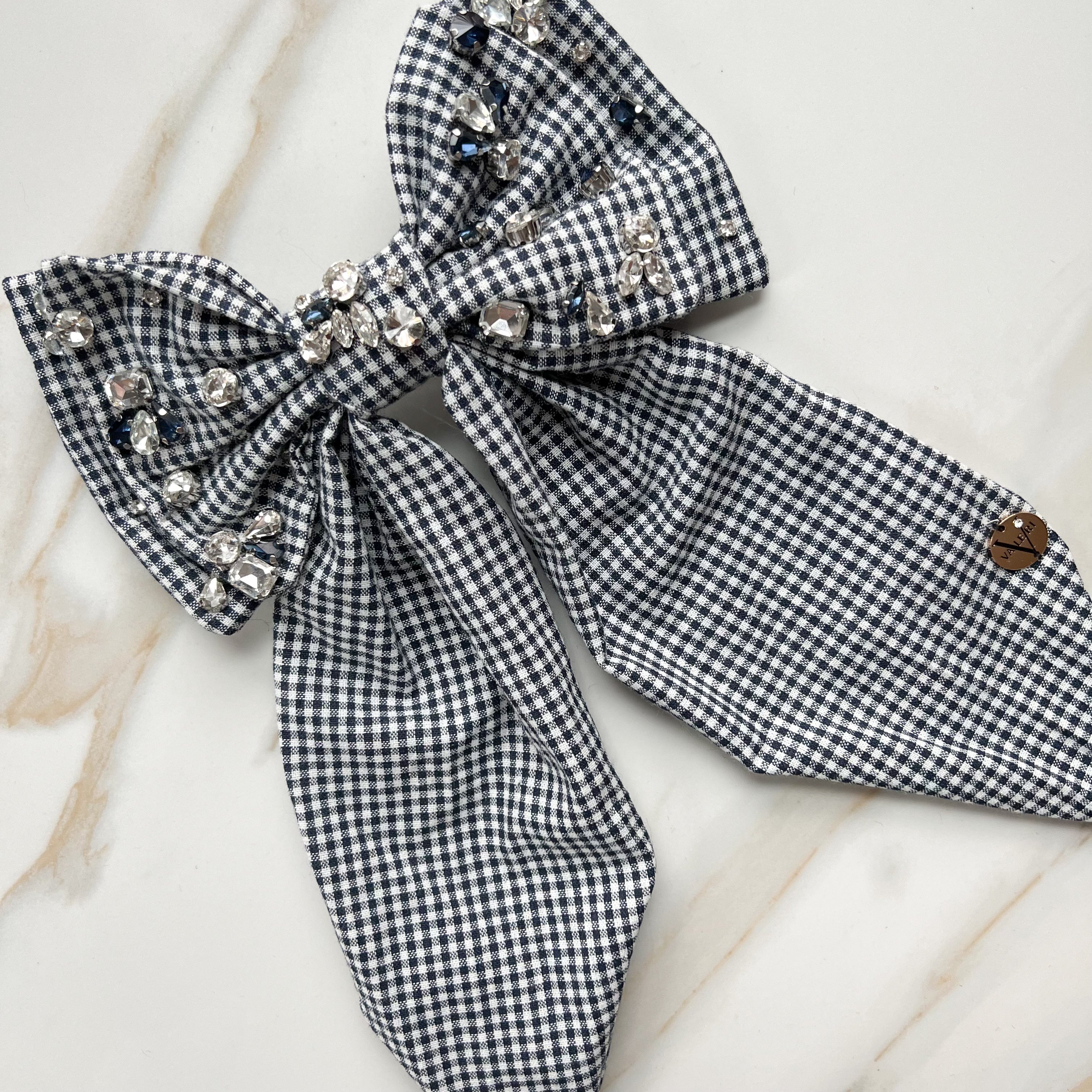 Checkered Embellished Bow